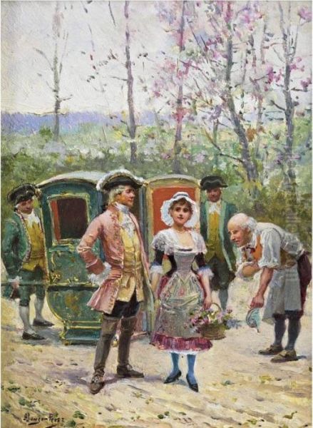 In Front Of The Sedan Chair Oil Painting by Alonso Perez