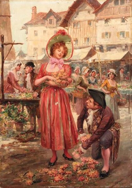 The Flower Market Oil Painting by Alonso Perez