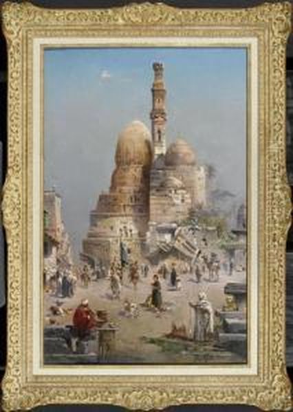 Oriental Scene Oil Painting by Robert Alott