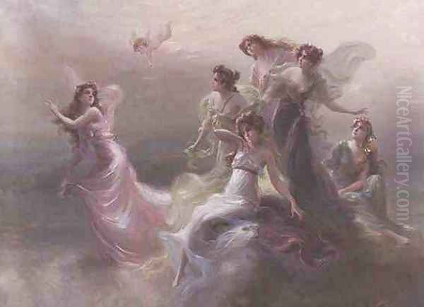 Goddesses on Mount Olympus Oil Painting by Edouard Bisson