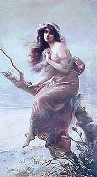 Winter Oil Painting by Edouard Bisson