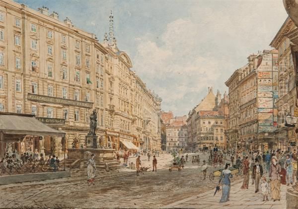 Vue D'une Rue Animee En Allemagne Ou En Autriche Oil Painting by Franz Alt