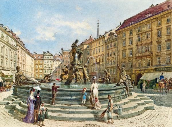 Neuer Markt Mit Donnerbrunnen In Wien Oil Painting by Franz Alt