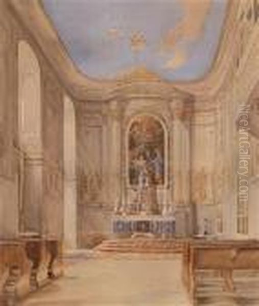 Church Interior Oil Painting by Franz Alt