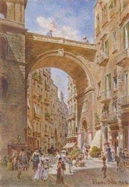 Il Ponte Di Chiaia A Napoli Oil Painting by Franz Alt