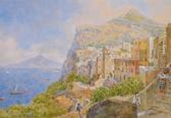 Blick Auf Den Vesuv Von Capri Aus Oil Painting by Franz Alt