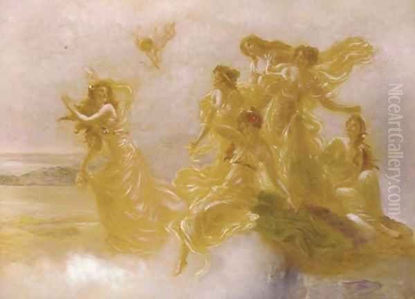 Goddesses dancing on Mount Olympus Oil Painting by Edouard Bisson