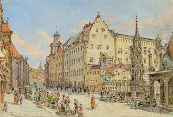 Marktplatz In Nurnberg Oil Painting by Franz Alt