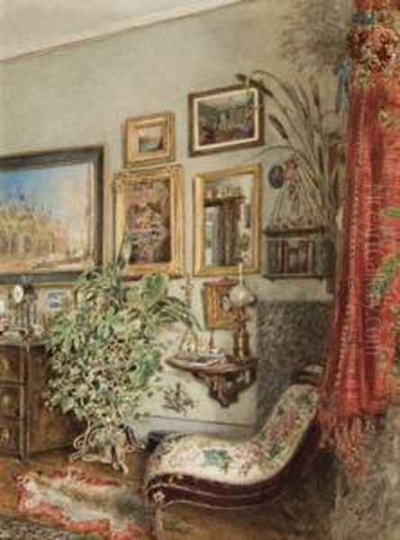 Viennese Interior Oil Painting by Franz Alt