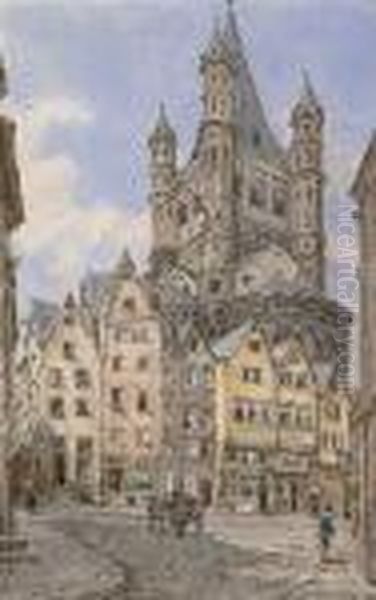 The Church Of Great St. Martin, Cologne Oil Painting by Franz Alt