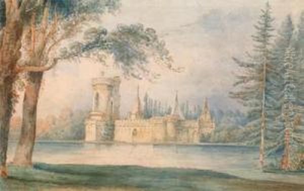 A View Of Laxenburg Castle Near Vienna Oil Painting by Jacob Alt