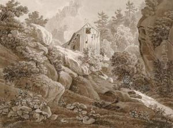 A View Of A Mill In The Mountains Oil Painting by Jacob Alt