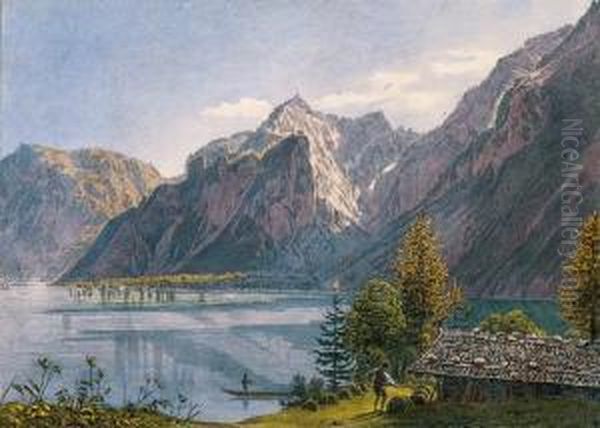 Der Konigsssee Bei Berchtesgaden Oil Painting by Jacob Alt