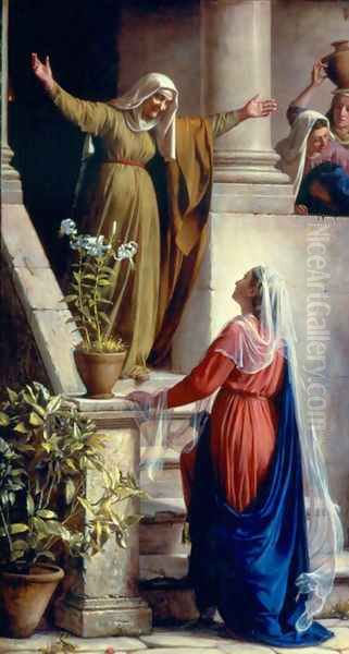 Mary and Elizabeth Oil Painting by Carl Heinrich Bloch