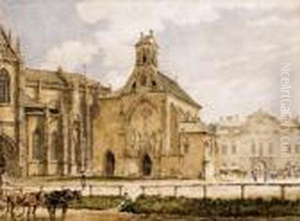 The Main Square Of Kassa 
(kosice) With The St. Elisabeth Cathedral And The St. Nicolaus Chapel, 
With The Archbishop's Palace In The Background And A Coach In The 
Foreground Oil Painting by Jacob Alt