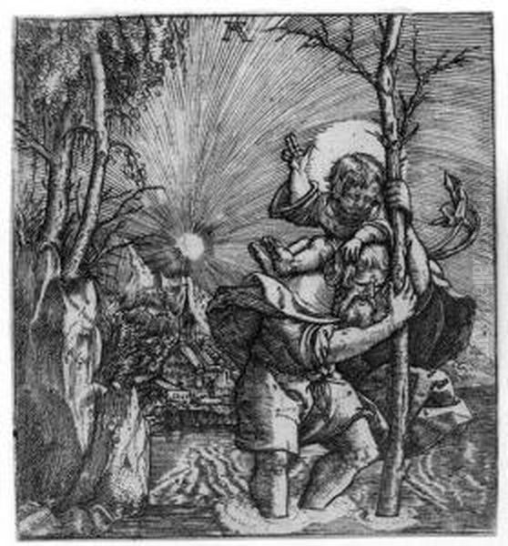 Der Hl. Christophorus Oil Painting by Albrecht Altdorfer