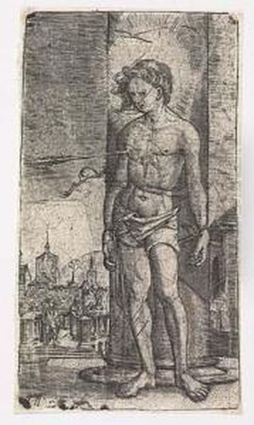 St. Sebastian On The Column<</b> Oil Painting by Albrecht Altdorfer