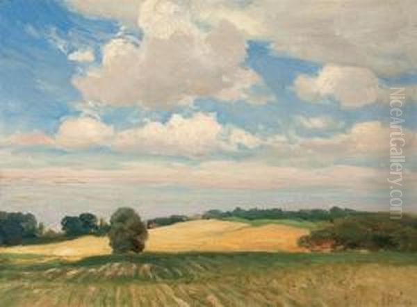 Farm Landscape Oil Painting by Mathias Joseph Alten