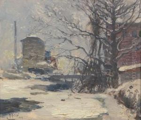 Snowscene Oil Painting by Mathias Joseph Alten