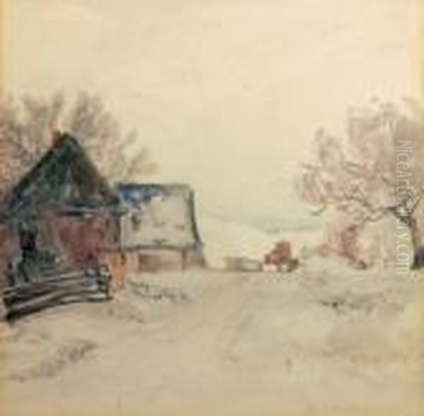 Winterlichesdorf. 1921 Oil Painting by Otto Altenkirch