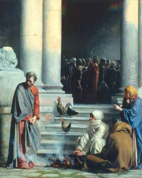 Peter's Betrayal Oil Painting by Carl Heinrich Bloch