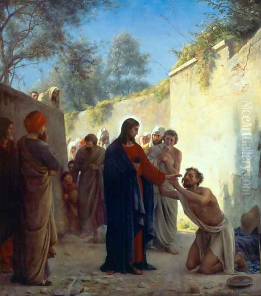 Christ Healing Oil Painting by Carl Heinrich Bloch