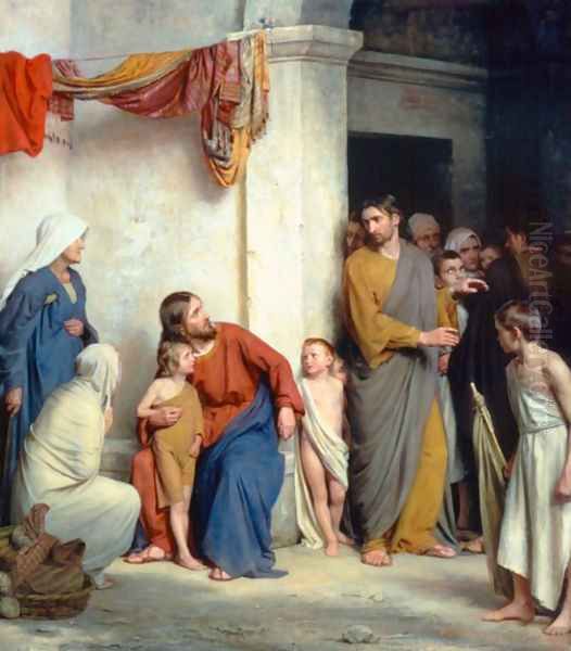 Christ with Children Oil Painting by Carl Heinrich Bloch