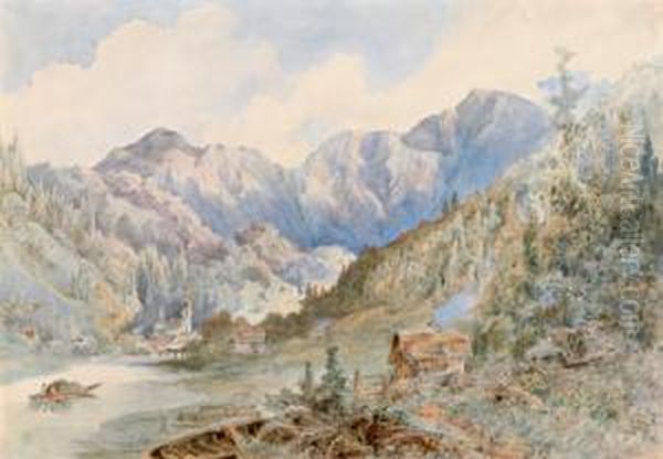 Blick Auf Laufen Bei Ischl Oil Painting by Anton Ii Altmann