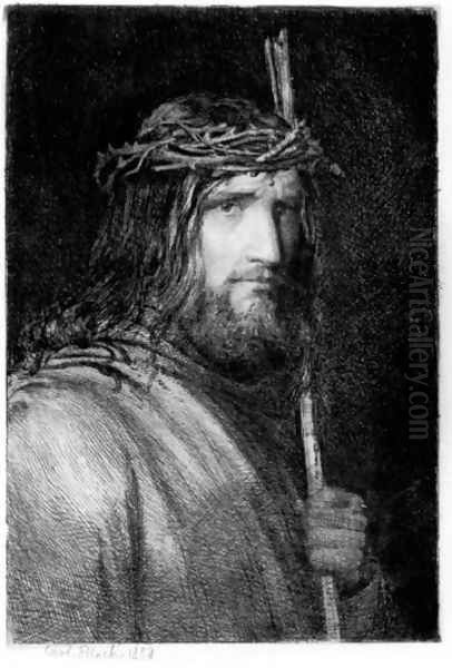 Portrait of Christ I Oil Painting by Carl Heinrich Bloch