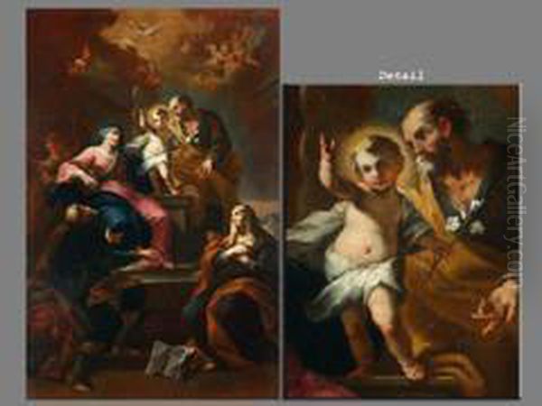 Die Heilige Familie Oil Painting by Martino Hohenberg Altomonte