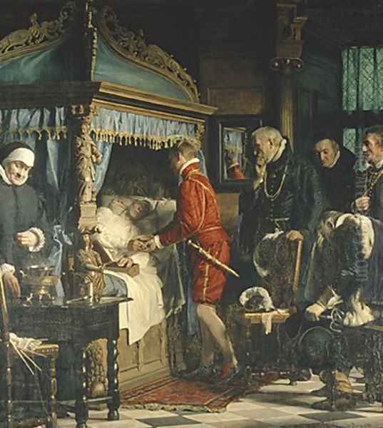 Chancellor Niels Kaas handing over the keys to Christian IV Oil Painting by Carl Heinrich Bloch