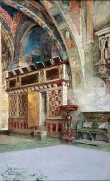 Interior De La Basilica De San Francisco De Asis Oil Painting by Luis Alvarez Catala