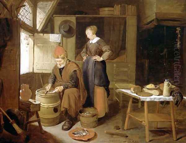 Couple in an interior 1657 Oil Painting by Quiringh Gerritsz. van Brekelenkam