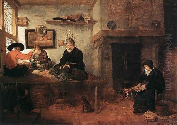 Interior of a Tailor's Shop 1653 Oil Painting by Quiringh Gerritsz. van Brekelenkam