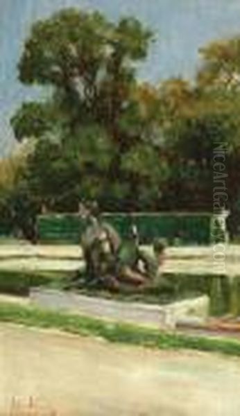 Jardin Du Luxembourg Oil Painting by Theodor Aman