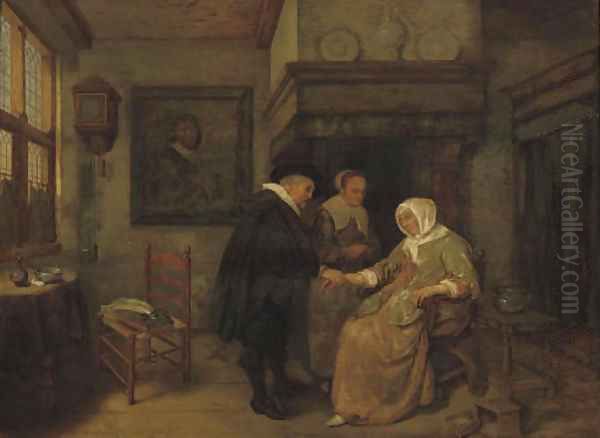 A doctor visiting a sick woman Oil Painting by Quiringh Gerritsz. van Brekelenkam