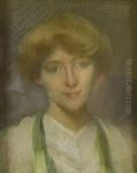 Jeune Femme Rousse Oil Painting by Edmond Aman-Jean