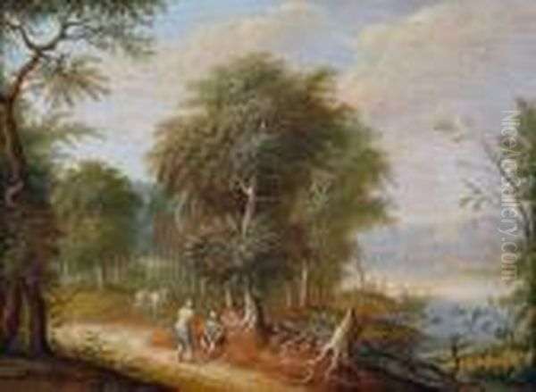 Zwei Flusslandschaften Oil Painting by Edmond Aman-Jean