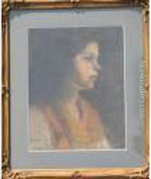 Portrait De Jeune Femme Oil Painting by Edmond Aman-Jean