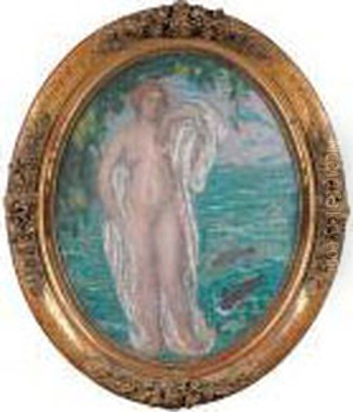 Venus Drapee, Vers 1920. Oil Painting by Edmond Aman-Jean