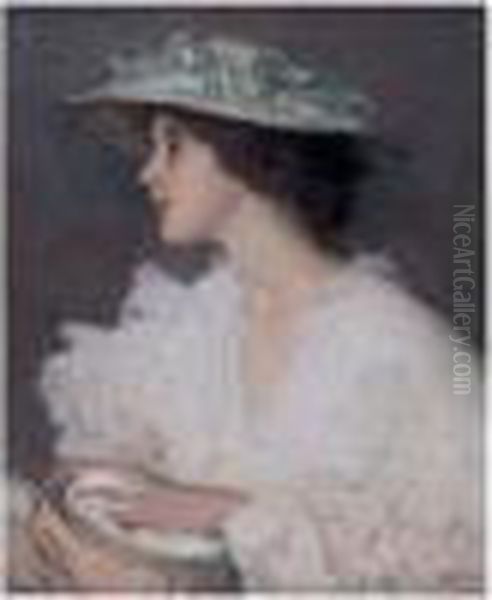 Miss Ella Carmichael Oil Painting by Edmond Aman-Jean