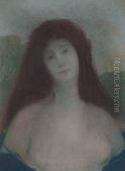 Buste De Femme Oil Painting by Edmond Aman-Jean