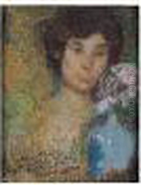 Portrait Au Vase Bleu Oil Painting by Edmond Aman-Jean