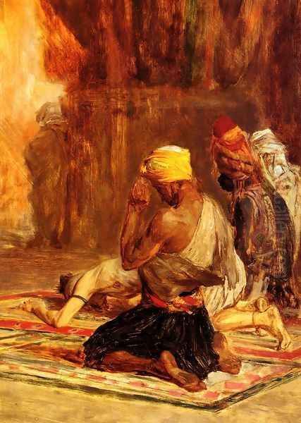 Priere dans La Mosquee (Prayer in a Mosque) Oil Painting by Charles Bargue