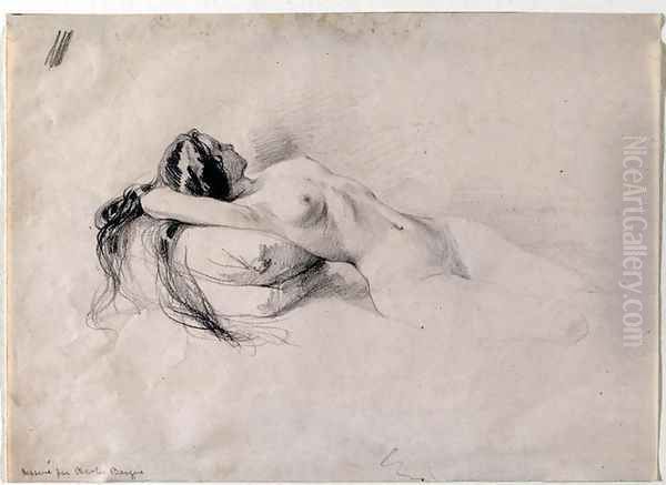 Nude Reclining on Pillow Oil Painting by Charles Bargue