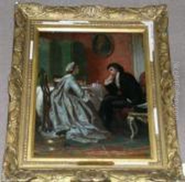 A Critical Law Case Oil Painting by Wilhelm A. Lebrecht Amberg