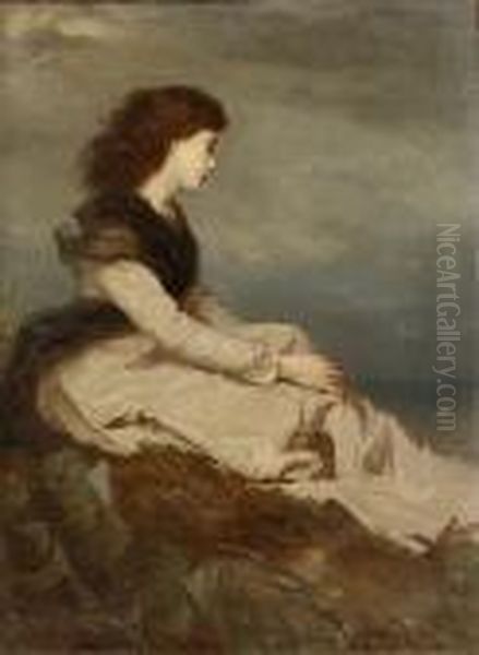 Distant Thoughts Oil Painting by Wilhelm A. Lebrecht Amberg