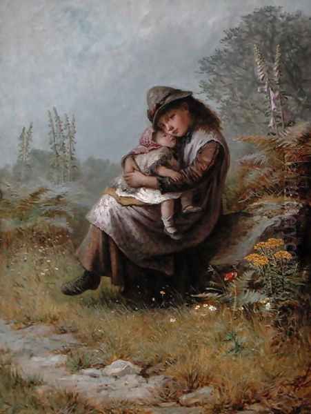 A Rest by the Wayside 1872 Oil Painting by Jane Maria Bowkett