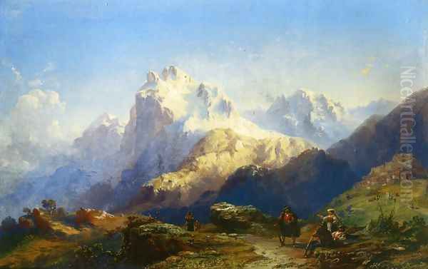 Il Gran Sasso d'Italia Oil Painting by Carlo Bossoli