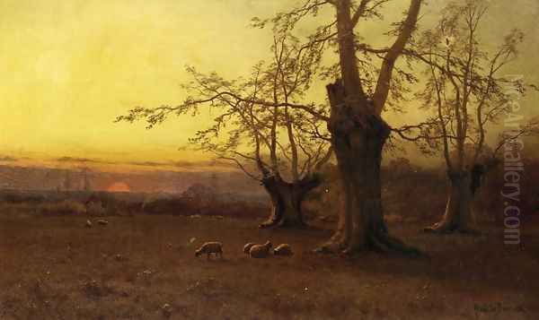 A Spring Evening, Burnham Beeches Oil Painting by Alfred de Breanski